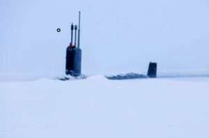 U.S. Navy photo
The fast-attack submarine USS Indiana is shown after surfacing in the Beaufort Sea near Ice Camp Whale during Operation Ice Camp on March 13. 2024.