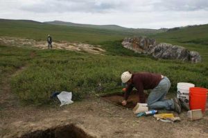 An archaeological site near Serpentine Hot Springs on the Seward Peninsula. Photo by Ted Goebel.
