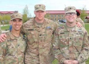 Sgt. Thomas (far right) with Staff Sgt. Jaime Estrella and Spc. (now Sgt.) Adrian Arthurs. Image-U.S. Army
