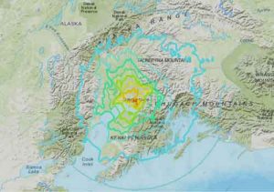Friday morning shakemap of Anchorage earthquake. Image-USGS