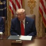 Trump speaking at cabinet meating. Image-Bsky video screengrab