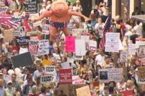 Trump protests in London. Image-Reuters video screengrab