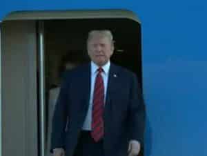 Trump arriving in Helsinki. Screengrab video