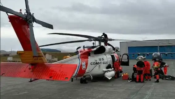 Coast Guard, Air National Guard conduct long-range medevac 58 miles south of Adak