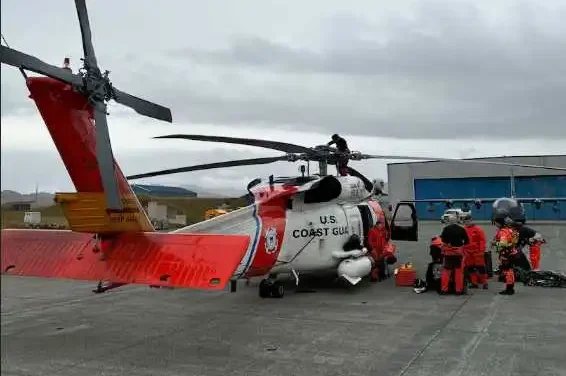 Coast Guard, Air National Guard conduct long-range medevac 58 miles south of Adak
