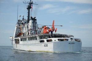 Coast Guard cutter Alert is deployed to the Eastern Pacific with a HITRON crew Wednesday, Oct. 10, 2017. Alert is homeported in Astoria, Oregon. (U.S. Coast Guard photo by Petty Officer 3rd Class Nicole J. Groll)