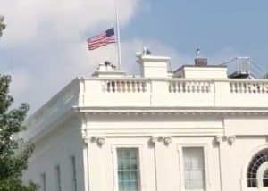 After an uproar across the nation, the White House flag was returned to half-mast. Image-Steve Herman